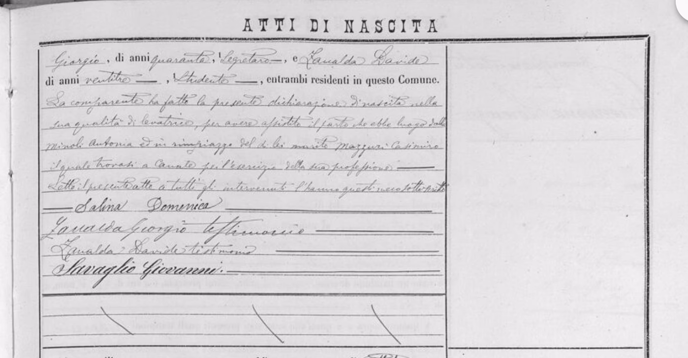 Benchmark sample: Handwritten Italian Record (Transcription)