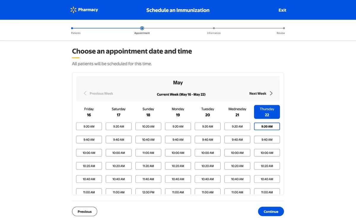 Benchmark sample: Appointment Scheduling (Time Slots)